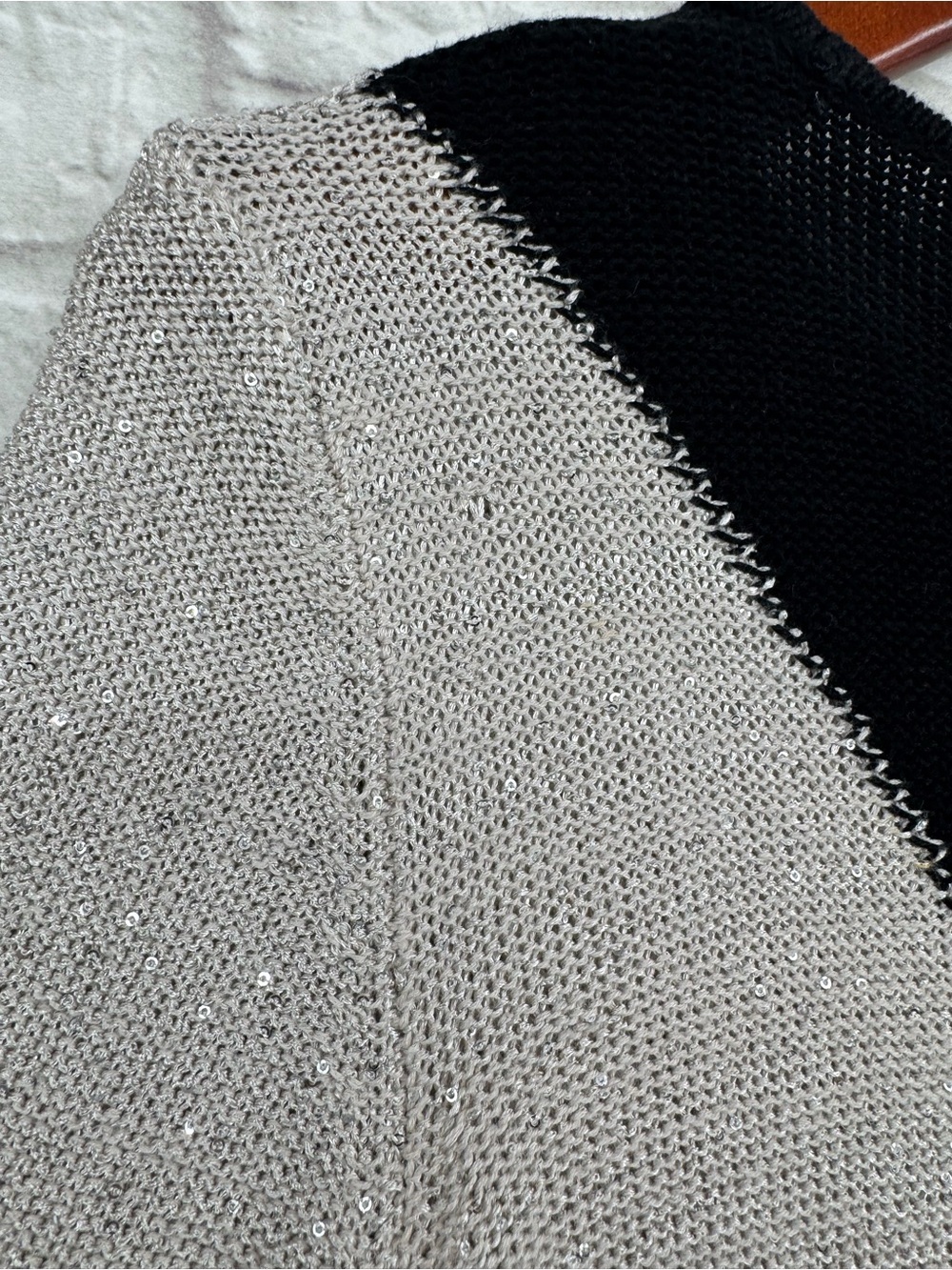 SOFT SURROUNDINGS Sequin Colorblock Tunic Sweater XL Black Silver Sparkle - Picture 14 of 15